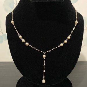Gold Vermeil Sterling Silver Faux Pearl Necklace